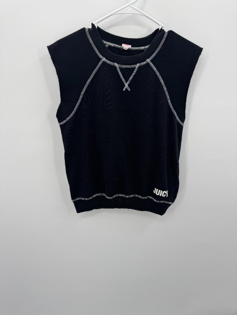 Juicy by Juicy Couture Sleeveless Sweatshirt Vest XS Black Contrast Stitch Y2K